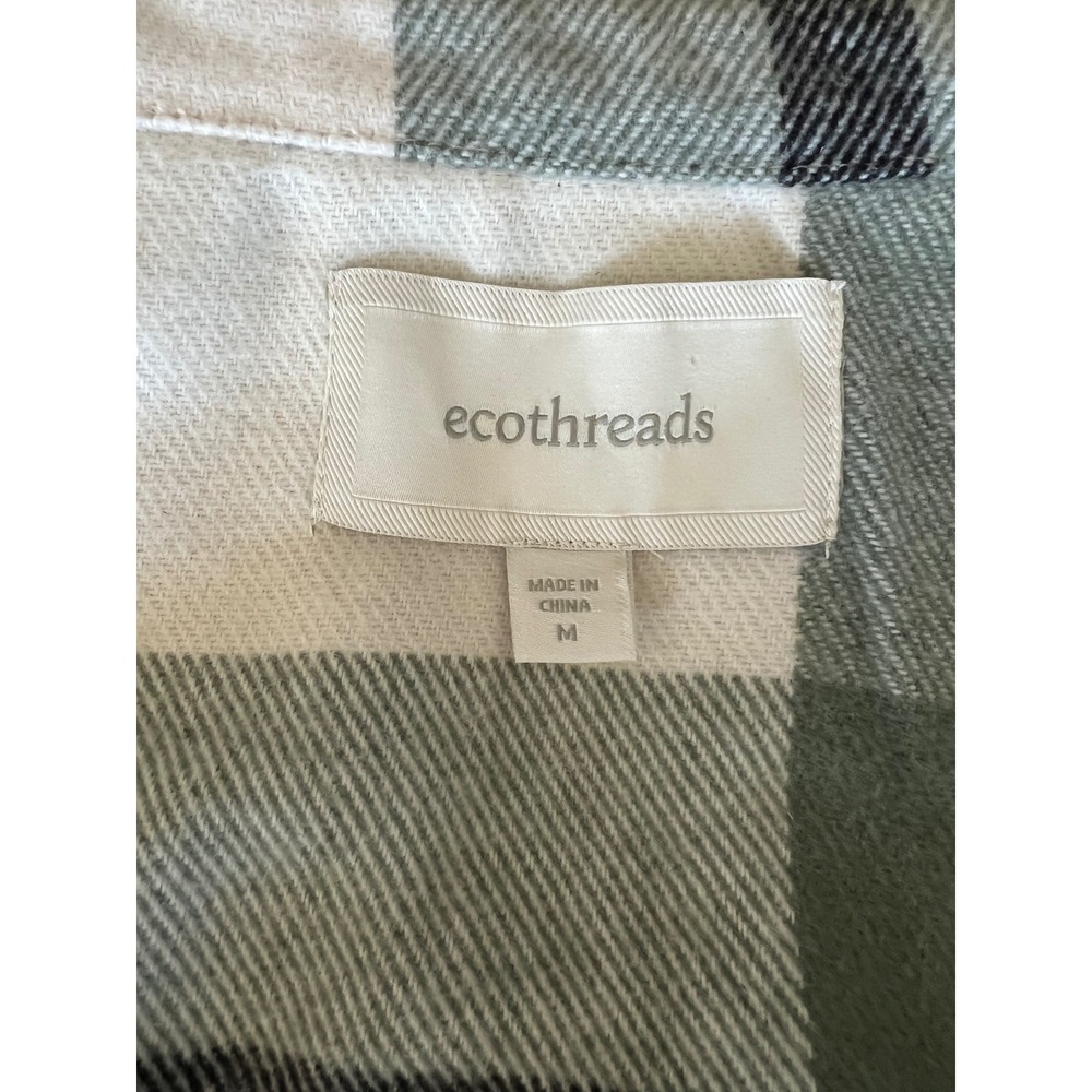 Ecothreads Women's Plaid Shirt Jacket Green Black White Size Medium - Picture 3 of 10